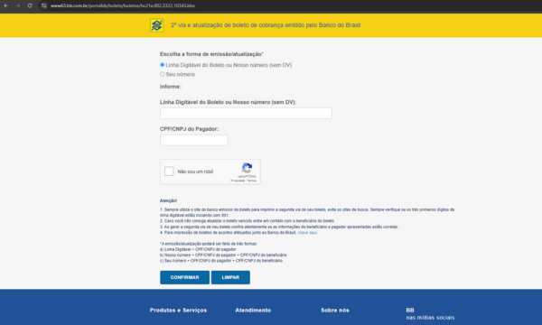 Site Oficial Banco do Brasil (Fonte - Banco do Brasil)